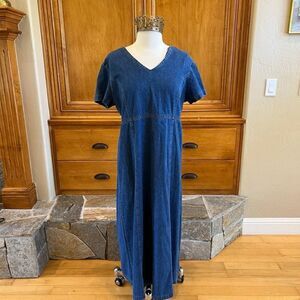 Laura Ashley Vintage Cotton Denim Midi Dress Size 14